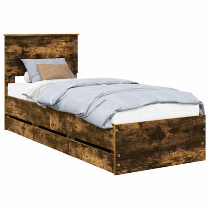 vidaXL Bettrahmen Geräucherte Eiche 75 x 190 cm Ingenieurs Holz