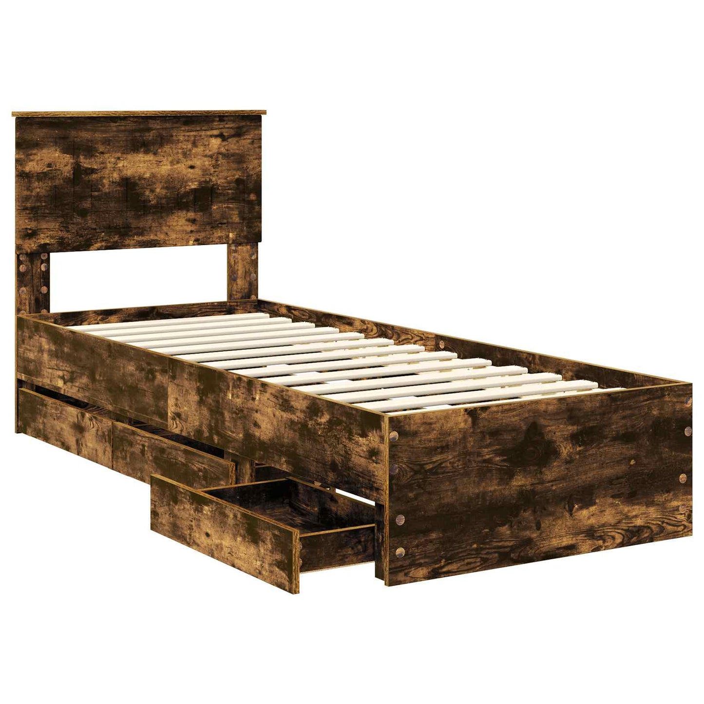 vidaXL Bettrahmen Geräucherte Eiche 75 x 190 cm Ingenieurs Holz