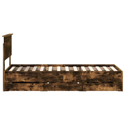 vidaXL Bettrahmen Geräucherte Eiche 75 x 190 cm Ingenieurs Holz