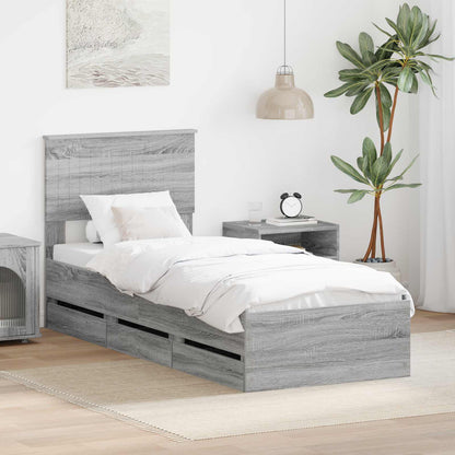 vidaXL Bettrahmen Graues Sonoma 75 x 190 cm Ingenieurs Holz