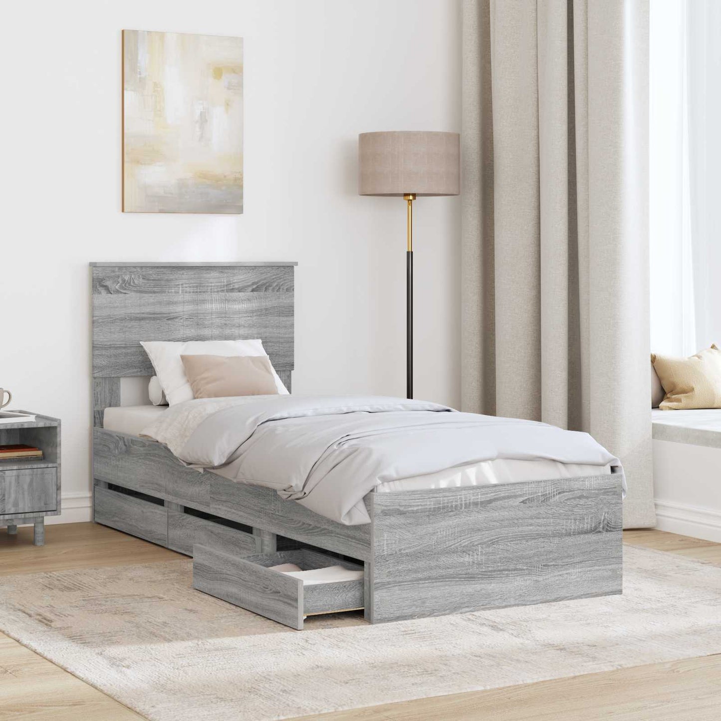 vidaXL Bettrahmen Graues Sonoma 75 x 190 cm Ingenieurs Holz