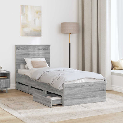 vidaXL Bettrahmen Graues Sonoma 75 x 190 cm Ingenieurs Holz
