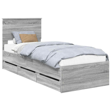 vidaXL Bettrahmen Graues Sonoma 75 x 190 cm Ingenieurs Holz