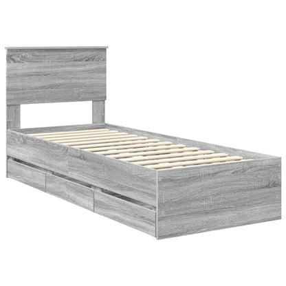 vidaXL Bettrahmen Graues Sonoma 75 x 190 cm Ingenieurs Holz