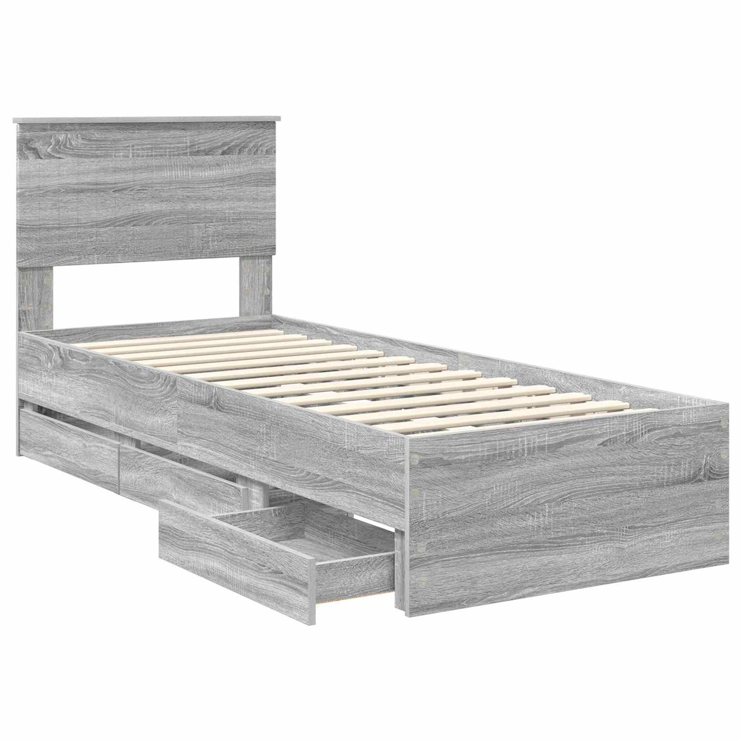 vidaXL Bettrahmen Graues Sonoma 75 x 190 cm Ingenieurs Holz