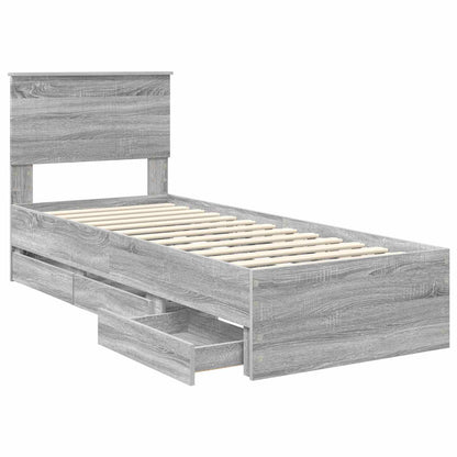 vidaXL Bettrahmen Graues Sonoma 75 x 190 cm Ingenieurs Holz