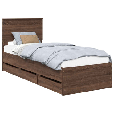 vidaXL Bettrahmen Braun Eichen-Optik 75 x 190 cm Ingenieurs Holz