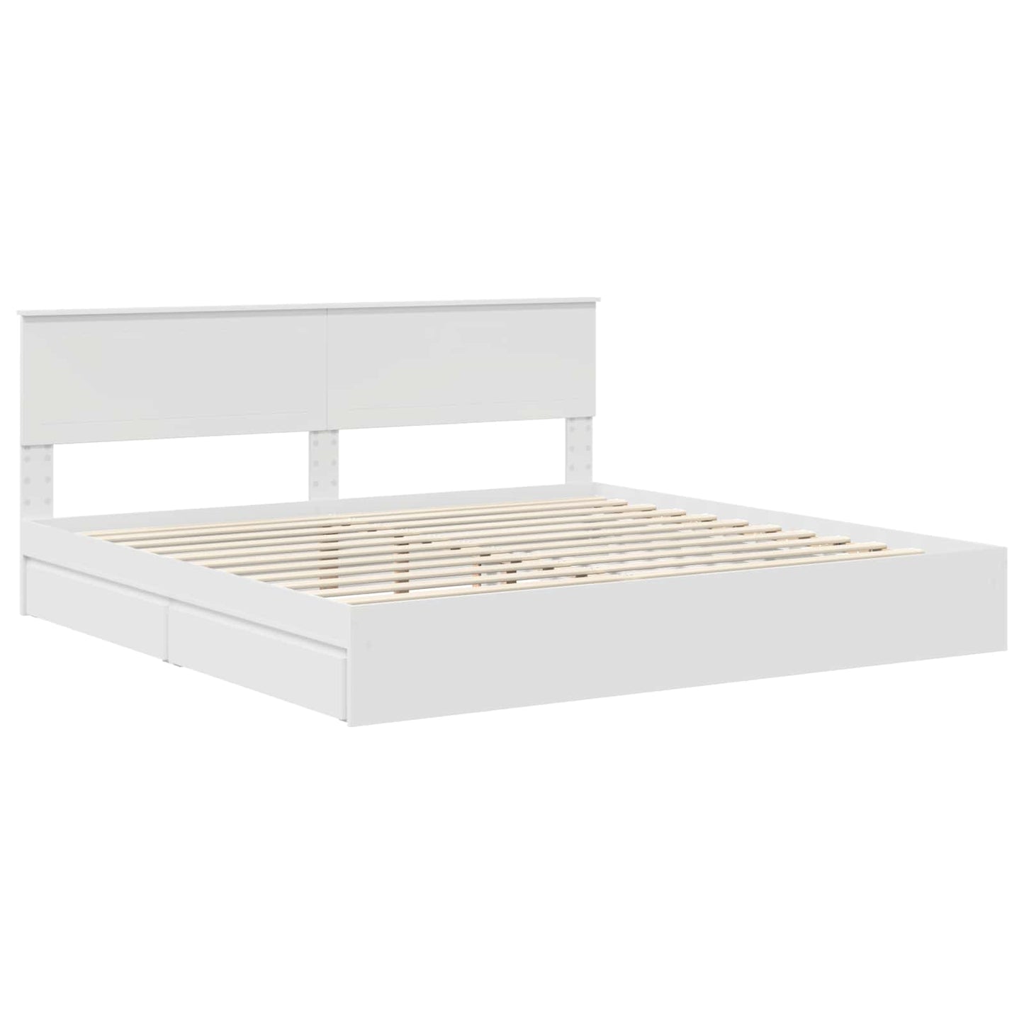 vidaXL Aufbewahrungsbett mit Kopfteil Weiß 200 x 200 cm Holzwerkstoff