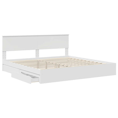 vidaXL Aufbewahrungsbett mit Kopfteil Weiß 200 x 200 cm Holzwerkstoff