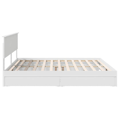 vidaXL Aufbewahrungsbett mit Kopfteil Weiß 200 x 200 cm Holzwerkstoff