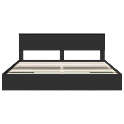 Aufbewahrungsbett Schwarz 200 x 200 cm Holzwerkstoff