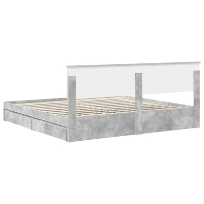 vidaXL Aufbewahrungsbett Beton Grau 200 x 200 cm Holzwerkstoff