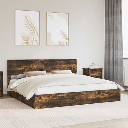 vidaXL Aufbewahrungsbett Geräucherte Eiche 200 x 200 cm Holzwerkstoff