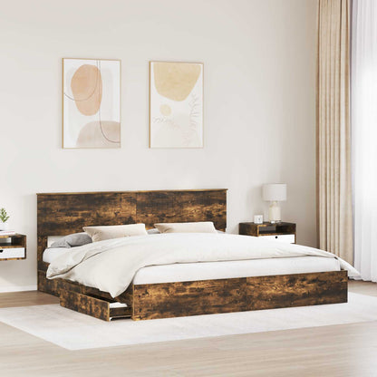 vidaXL Aufbewahrungsbett Geräucherte Eiche 200 x 200 cm Holzwerkstoff