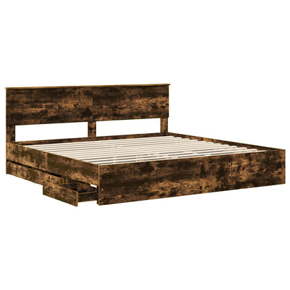 vidaXL Aufbewahrungsbett Geräucherte Eiche 200 x 200 cm Holzwerkstoff