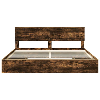 vidaXL Aufbewahrungsbett Geräucherte Eiche 200 x 200 cm Holzwerkstoff