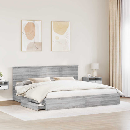 vidaXL Aufbewahrungsbett Graues Sonoma 200 x 200 cm Holzwerkstoff