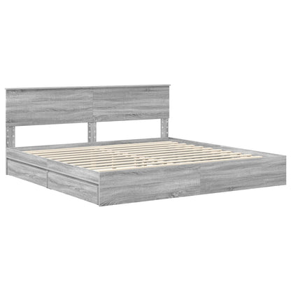 vidaXL Aufbewahrungsbett Graues Sonoma 200 x 200 cm Holzwerkstoff