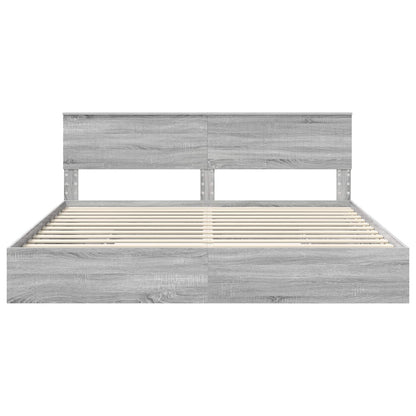 vidaXL Aufbewahrungsbett Graues Sonoma 200 x 200 cm Holzwerkstoff