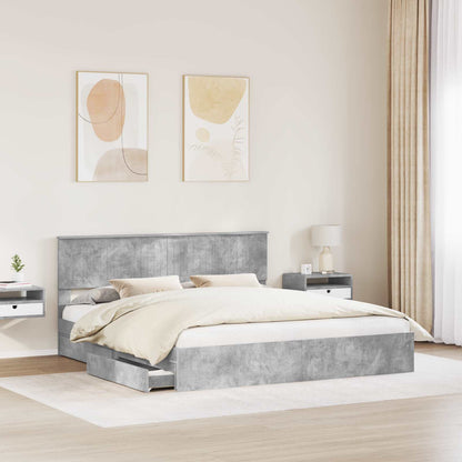 vidaXL Aufbewahrungsbett Beton Grau 180 x 200 cm Holzwerkstoff