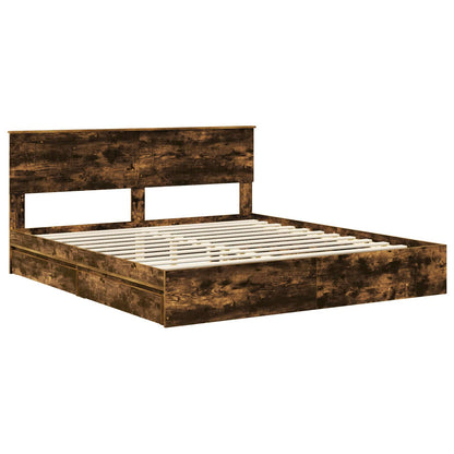 vidaXL Aufbewahrungsbett Geräucherte Eiche 180 x 200 cm Holzwerkstoff