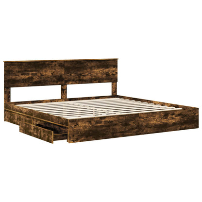 vidaXL Aufbewahrungsbett Geräucherte Eiche 180 x 200 cm Holzwerkstoff