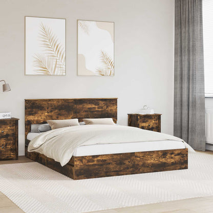 vidaXL Aufbewahrungsbett Geräucherte Eiche 160 x 200 cm Holzwerkstoff