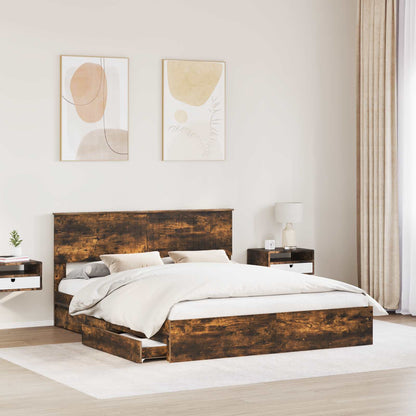 vidaXL Aufbewahrungsbett Geräucherte Eiche 160 x 200 cm Holzwerkstoff
