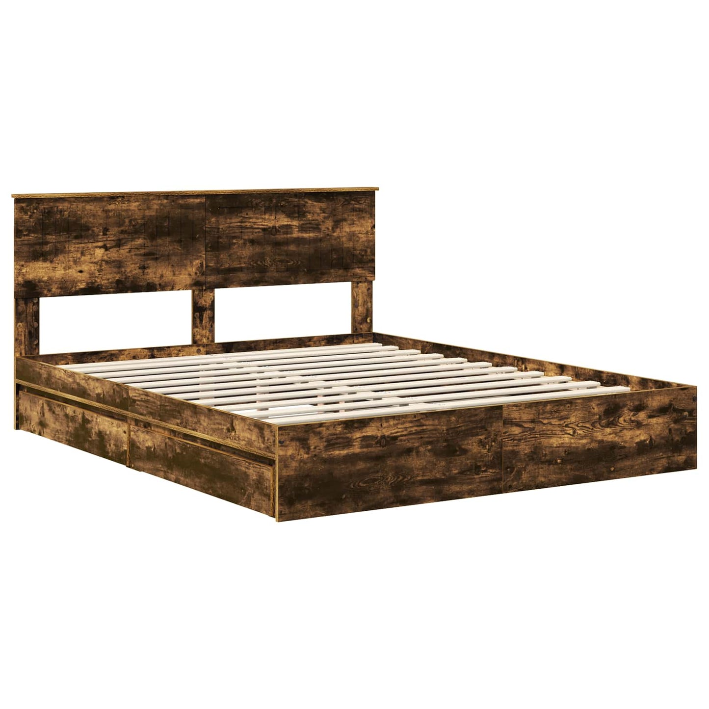vidaXL Aufbewahrungsbett Geräucherte Eiche 160 x 200 cm Holzwerkstoff