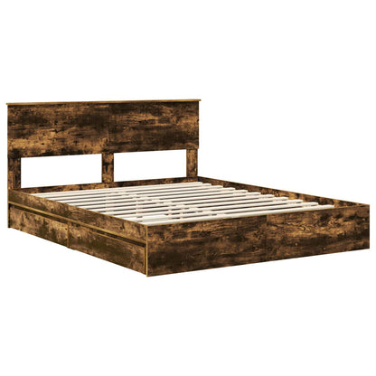 vidaXL Aufbewahrungsbett Geräucherte Eiche 160 x 200 cm Holzwerkstoff
