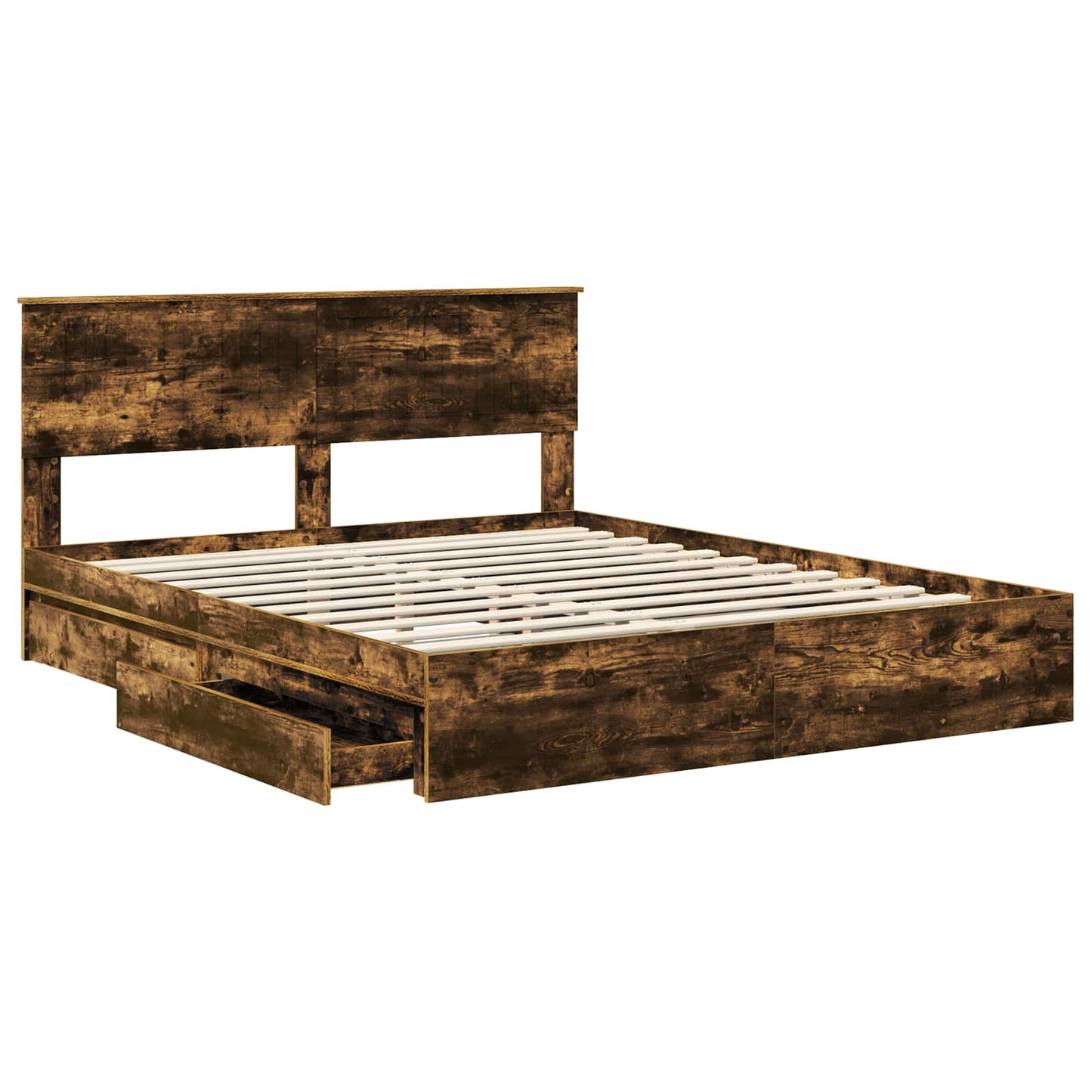 vidaXL Aufbewahrungsbett Geräucherte Eiche 160 x 200 cm Holzwerkstoff