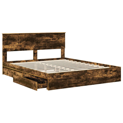 vidaXL Aufbewahrungsbett Geräucherte Eiche 160 x 200 cm Holzwerkstoff