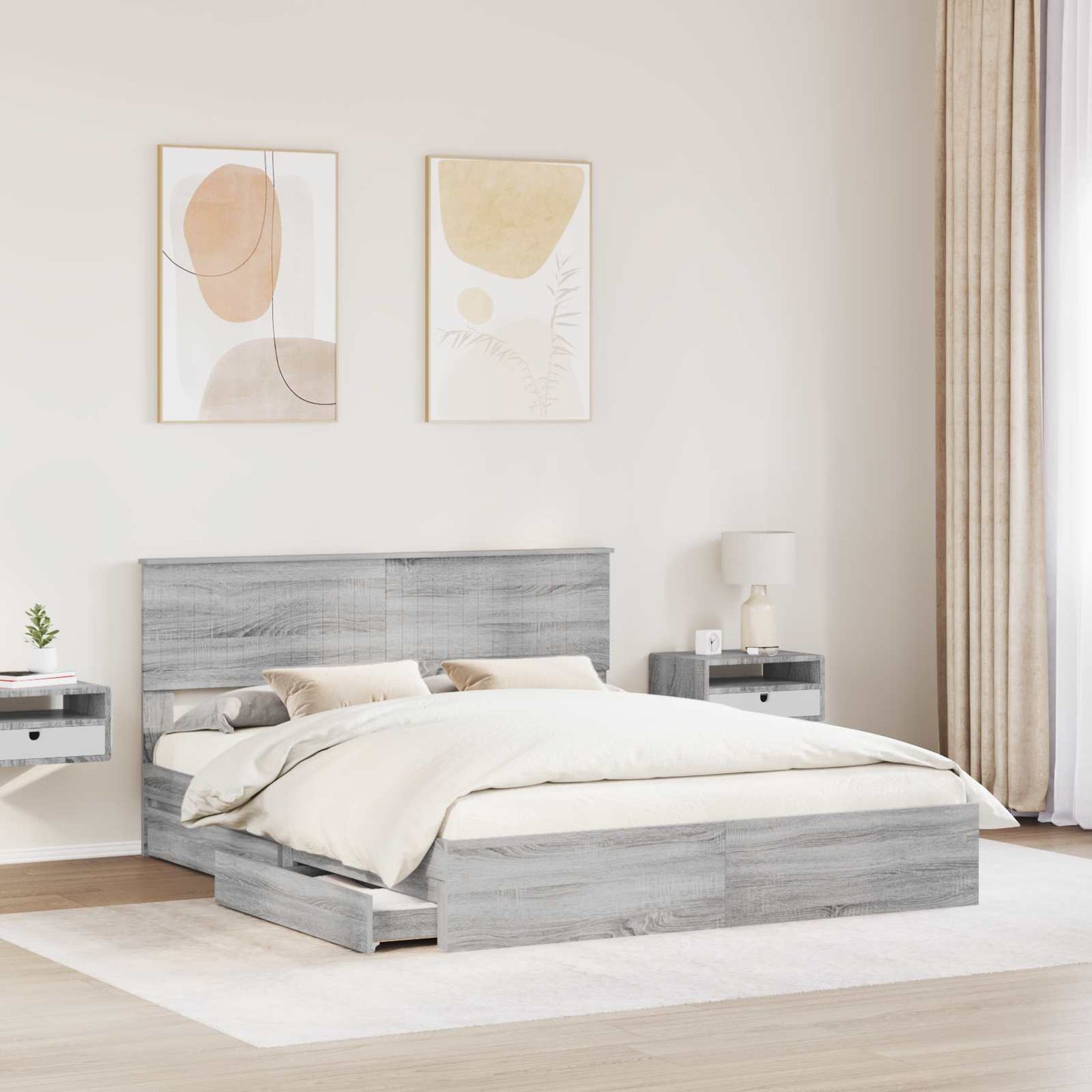 vidaXL Aufbewahrungsbett Graues Sonoma 160 x 200 cm Holzwerkstoff