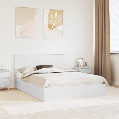 vidaXL Lit de rangement avec tête de lit Blanc 150 x 200 cm Bois d'ingénierie