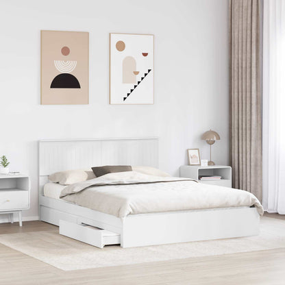 vidaXL Lit de rangement avec tête de lit Blanc 150 x 200 cm Bois d'ingénierie