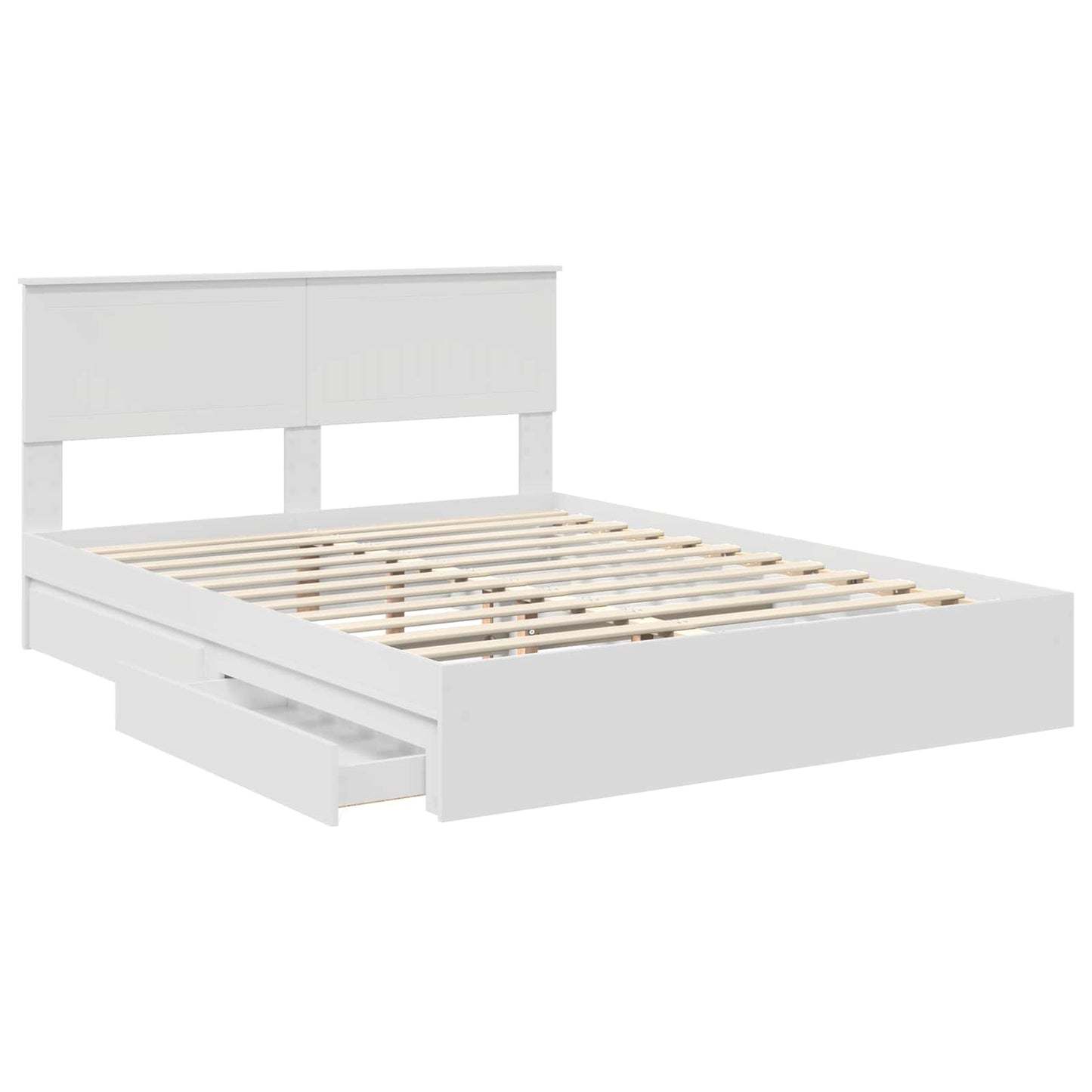 vidaXL Lit de rangement avec tête de lit Blanc 150 x 200 cm Bois d'ingénierie