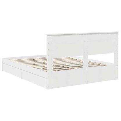 vidaXL Lit de rangement avec tête de lit Blanc 150 x 200 cm Bois d'ingénierie