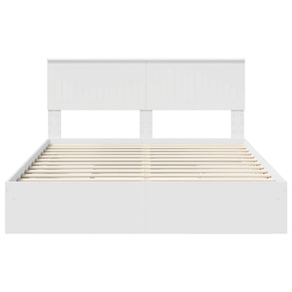 vidaXL Lit de rangement avec tête de lit Blanc 150 x 200 cm Bois d'ingénierie