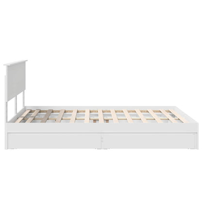 vidaXL Lit de rangement avec tête de lit Blanc 150 x 200 cm Bois d'ingénierie