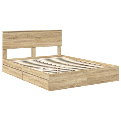 vidaXL Aufbewahrungsbett Sonoma-Eiche 150 x 200 cm Holzwerkstoff