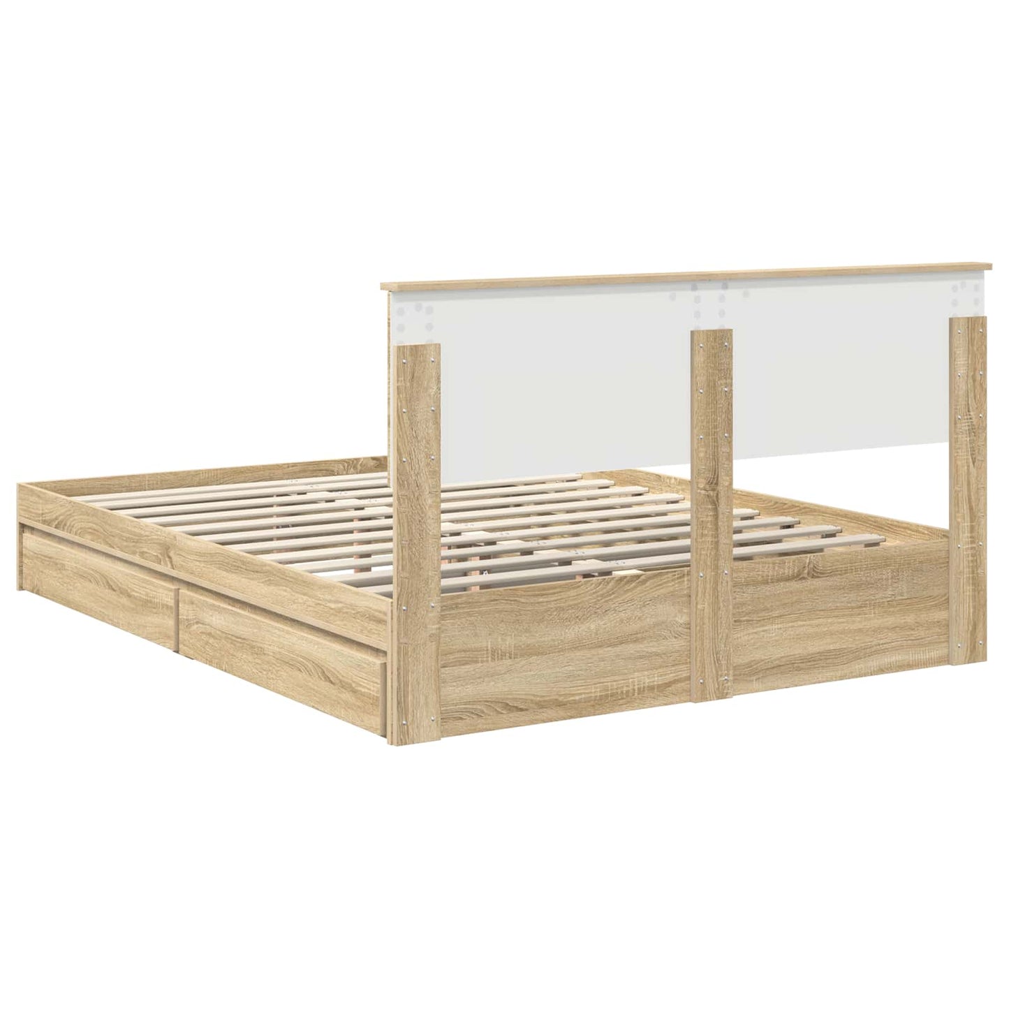 vidaXL Aufbewahrungsbett Sonoma-Eiche 150 x 200 cm Holzwerkstoff