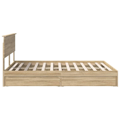 vidaXL Aufbewahrungsbett Sonoma-Eiche 150 x 200 cm Holzwerkstoff