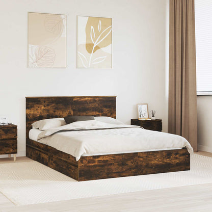 vidaXL Aufbewahrungsbett Geräucherte Eiche 150 x 200 cm Holzwerkstoff