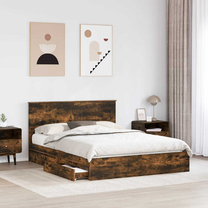 vidaXL Aufbewahrungsbett Geräucherte Eiche 150 x 200 cm Holzwerkstoff