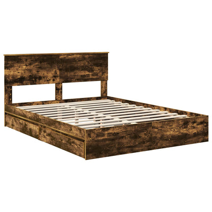 vidaXL Aufbewahrungsbett Geräucherte Eiche 150 x 200 cm Holzwerkstoff