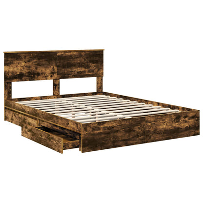 vidaXL Aufbewahrungsbett Geräucherte Eiche 150 x 200 cm Holzwerkstoff