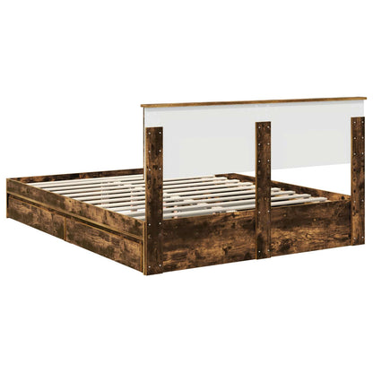 vidaXL Aufbewahrungsbett Geräucherte Eiche 150 x 200 cm Holzwerkstoff