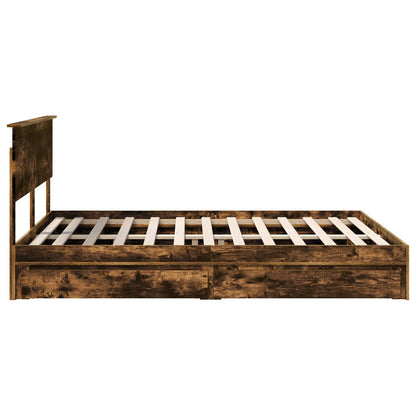 vidaXL Aufbewahrungsbett Geräucherte Eiche 150 x 200 cm Holzwerkstoff