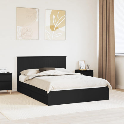 vidaXL Aufbewahrungsbett Schwarz 135 x 190 cm Holzwerkstoff
