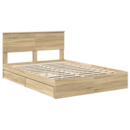 vidaXL Aufbewahrungsbett Sonoma-Eiche 135 x 190 cm Holzwerkstoff